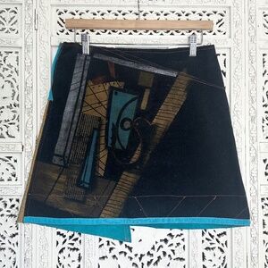 OHDD Save The Queen Avante Garde Steam Punk Denim & Suede Leather Skirt Sz Small